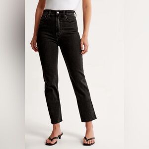 Abercrombie & Fitch Ultra High Rise Ankle Straight Jeans Black Size 34/18L